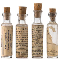 Homeopathic remedy vials and natural remedies